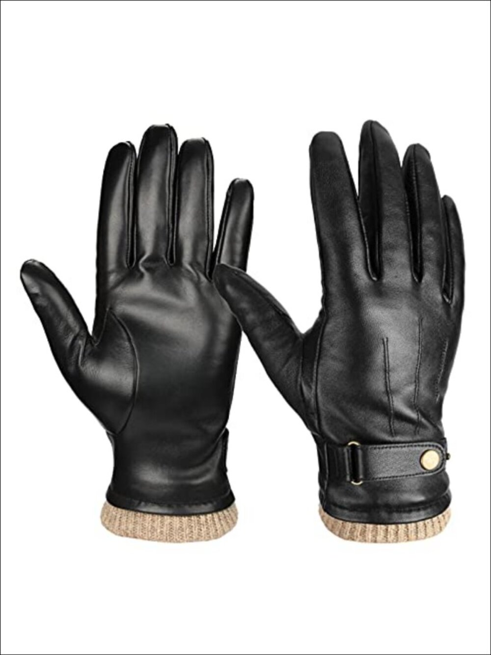 Nappa Leather Winter Gloves Wool Lined Touchscreen Men's Cold Weather